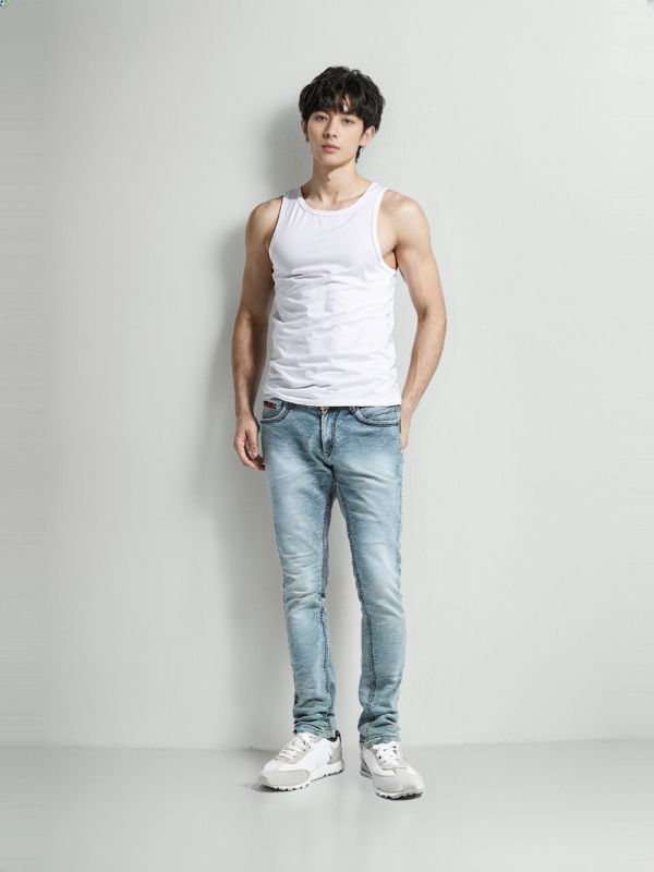 grey Stretchable denim jeans men's slim fit