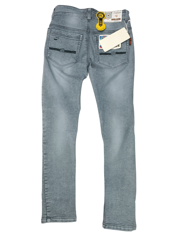 grey Stretchable denim jeans men's slim fit - Image 2